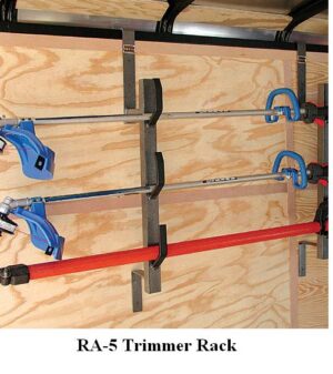 Trimmer Rack will securely transport 3 trimmers.